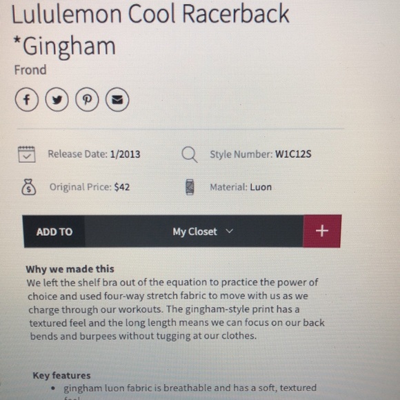 Lululemon frond (Kelly green) gingham tank - Picture 10 of 10